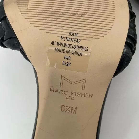 Marc Fisher LTD Nahea 2 Women’s Black Leather Block Heel Sandals Size 6.5 - Picture 5 of 8